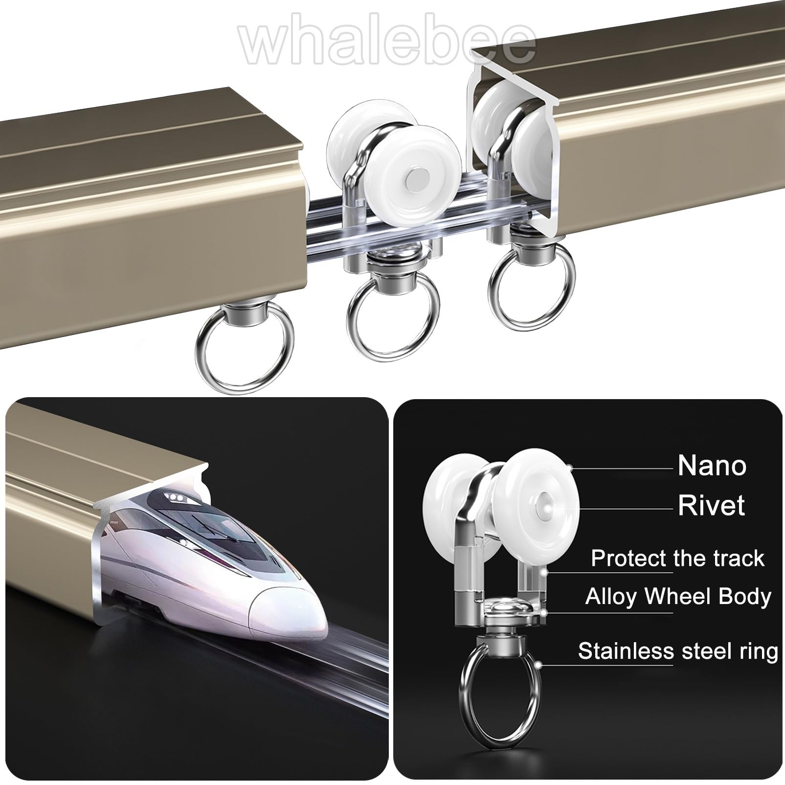 Rideau Rai Mur Tringle Rideau Plafond, Rideau De Rail Muet, 80 140 200 300 460 600cm Rail en Aluminium Intérieur Extérieur Rail De Rideau Durable, avec Poulie Rideau, Facile À Monter