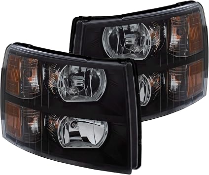 Anzo USA 111393 Crystal Headlight Set Clear Lens Black Housing White/Amber Crystal Headlight Set