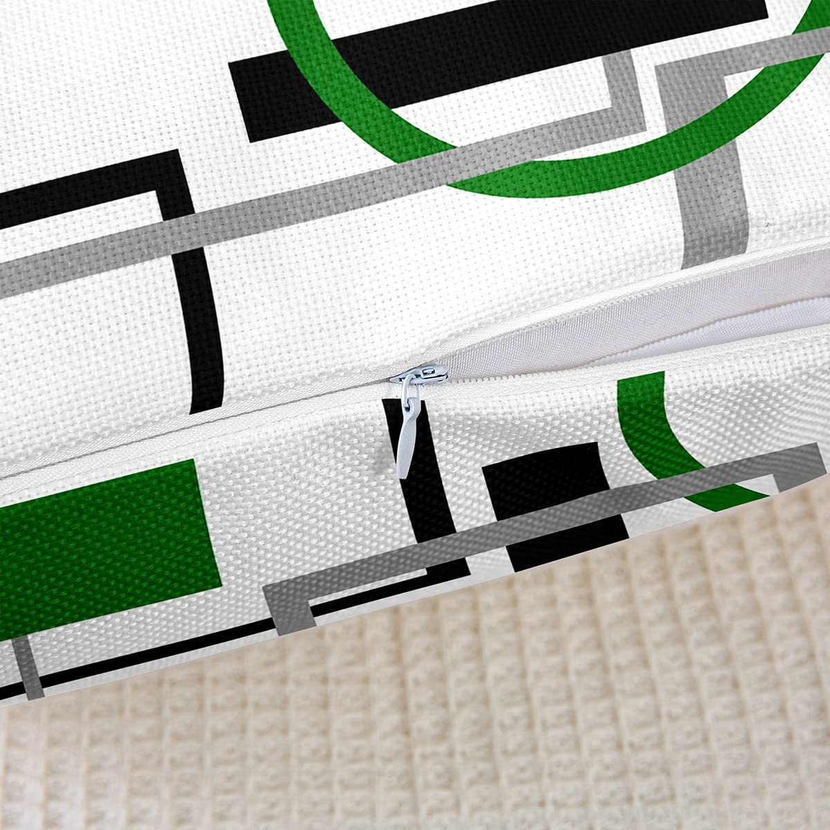 Juego de 4 fundas de almohada reversibles a cuadros geométricos verdes y negros para decoración del hogar para líneas de rayas cuadradas, juego de 4 fundas de cojín de arte moderno de 18 x 18 pulgadas