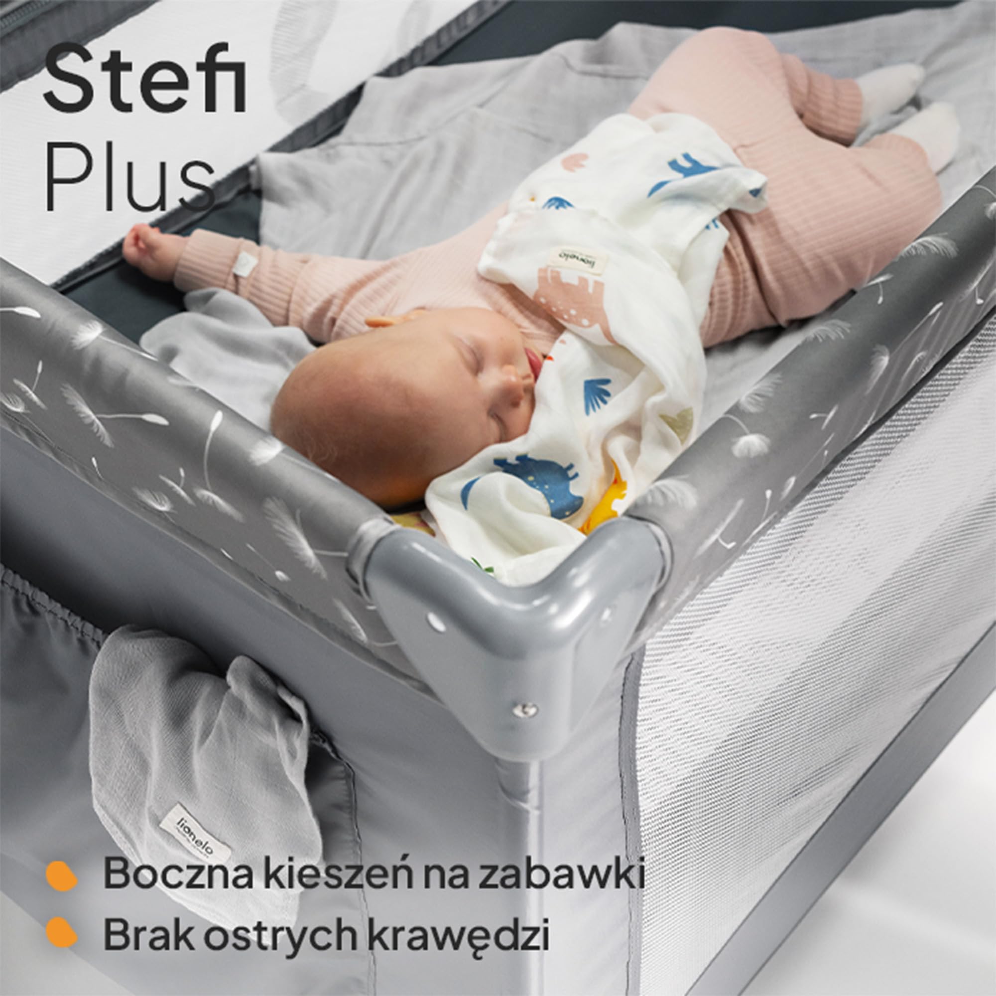 LIONELO Stefi Plus łóżeczko turystyczne 2 w 1 do 15 kg, łóżko dziecięce z materacem, boczne wejście z zamkiem błyskawicznym, wysokiej jakości materac piankowy, szybkie składanie (Zielony)