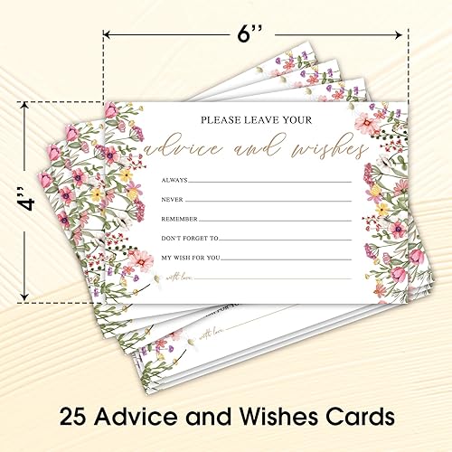 Miniatura 2 de WwongxianB Juego de 25 tarjetas de consejos y deseos de flores silvestres  Libro de visitas de palabras de sabiduría para recién casados, despedidas