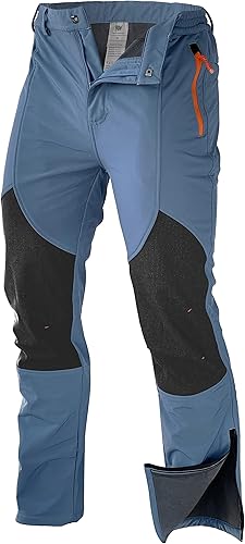 Miniatura 2 de Pantalones de senderismo impermeables para hombre, con forro polar, con aislamiento softshell, snowboard, trabajo al aire libre, cremallera, pierna