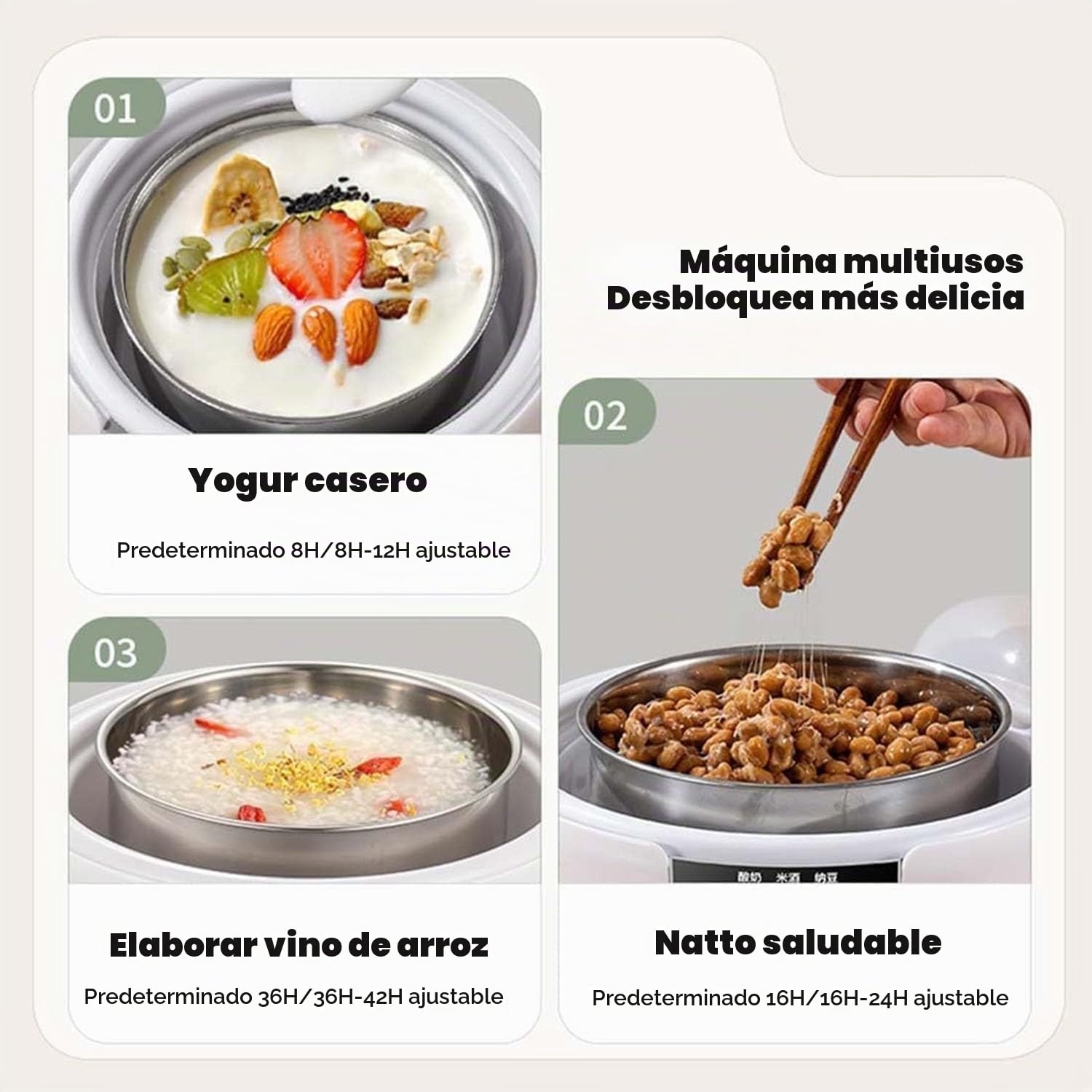 Máquina para hacer yogur de 1200 ml, máquina de yogur probiótico 36 horas con control de temperatura, yogurt con 5 tarros de vidrio para yogur griego casero, vegano