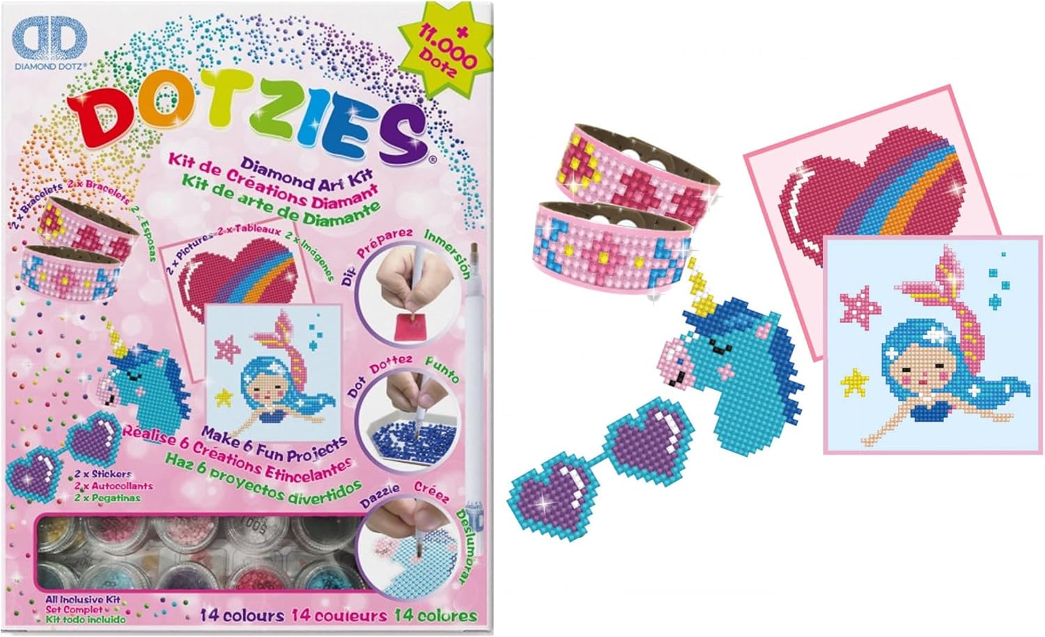DIAMOND DOTZ Girl Dotzies Variety Kit Diamond Painting Kits for Kids - Diamond Art Kits a Relaxing Creative Craft Kit with Dotz Gems
