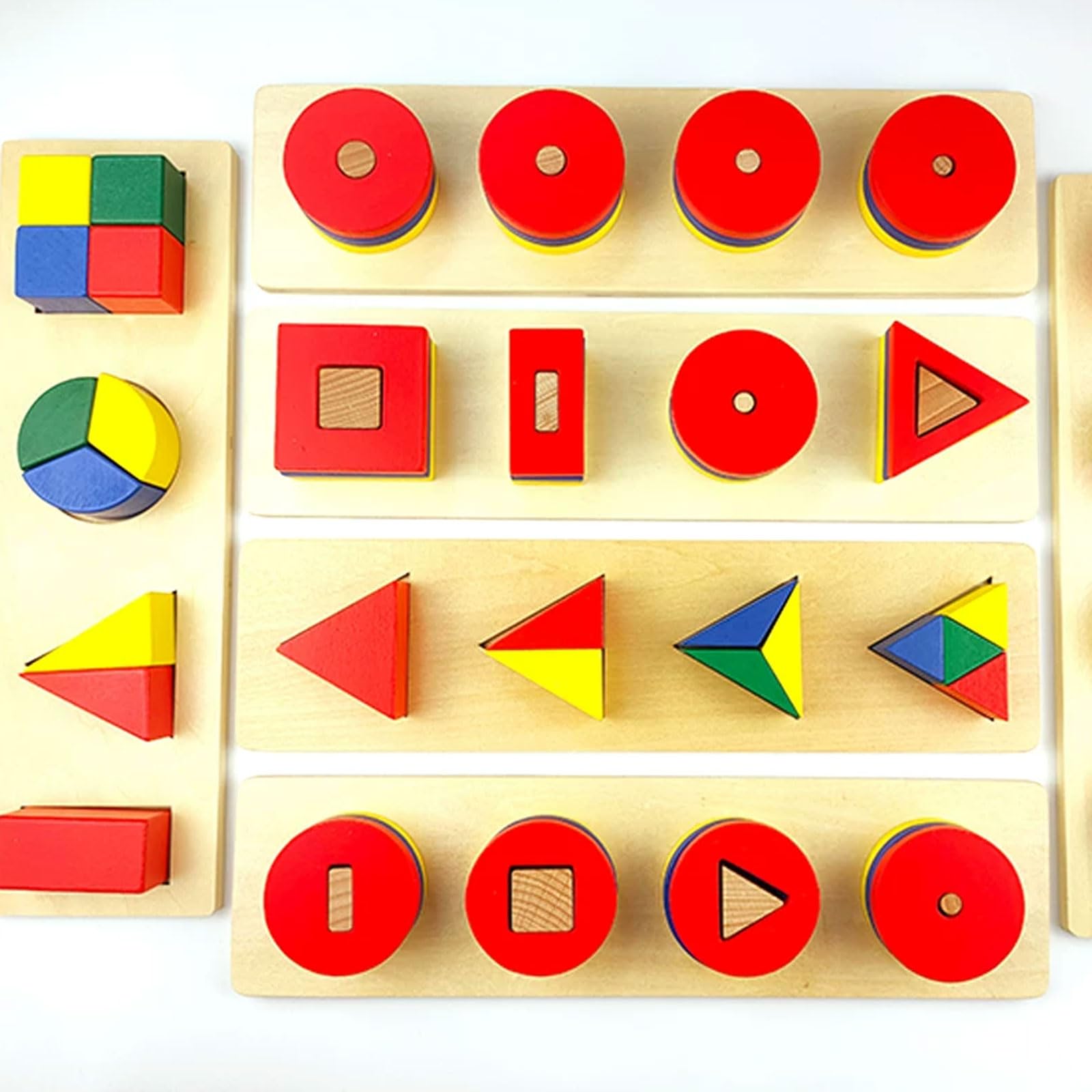 Montessori Holz Mehrfachform Bruchpuzzle-Bretter Set | Geometrische Formenklemmblöcke, sensorisches Spielzeug, Lernspielzeug zur Feinmotorik und Hand-Auge-Koordination