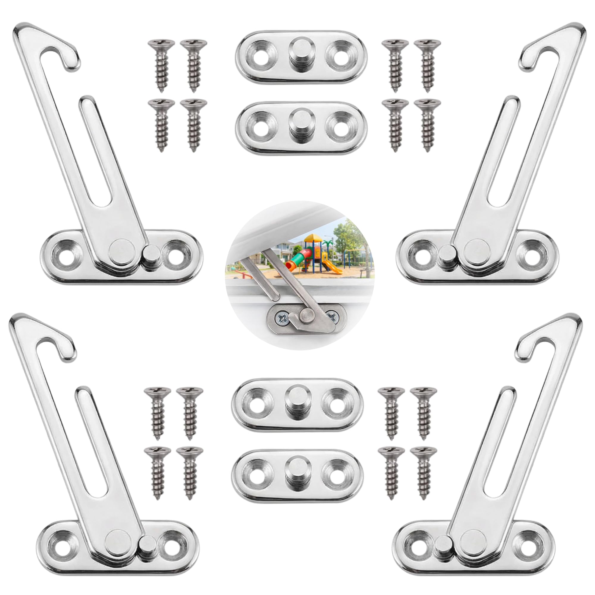 4 Pcs Window Restrictors for UPVC, Stainless Steel Window Locks, Rustproof and Corrosion-Resistant, Suitable for Homes, Schools and Offices