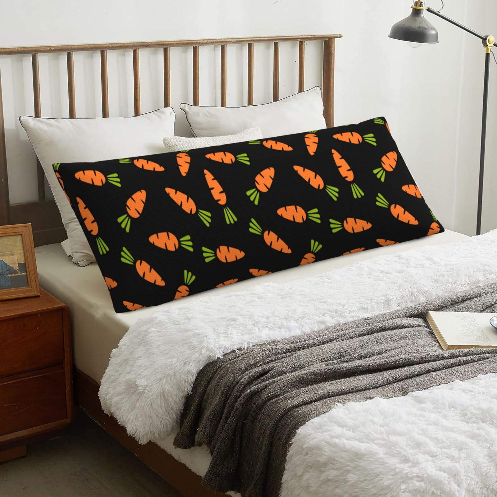 Cartoon Carrot, Body Pillow Cover with Zipper,Long Body Pillowcase 20 x 60 in