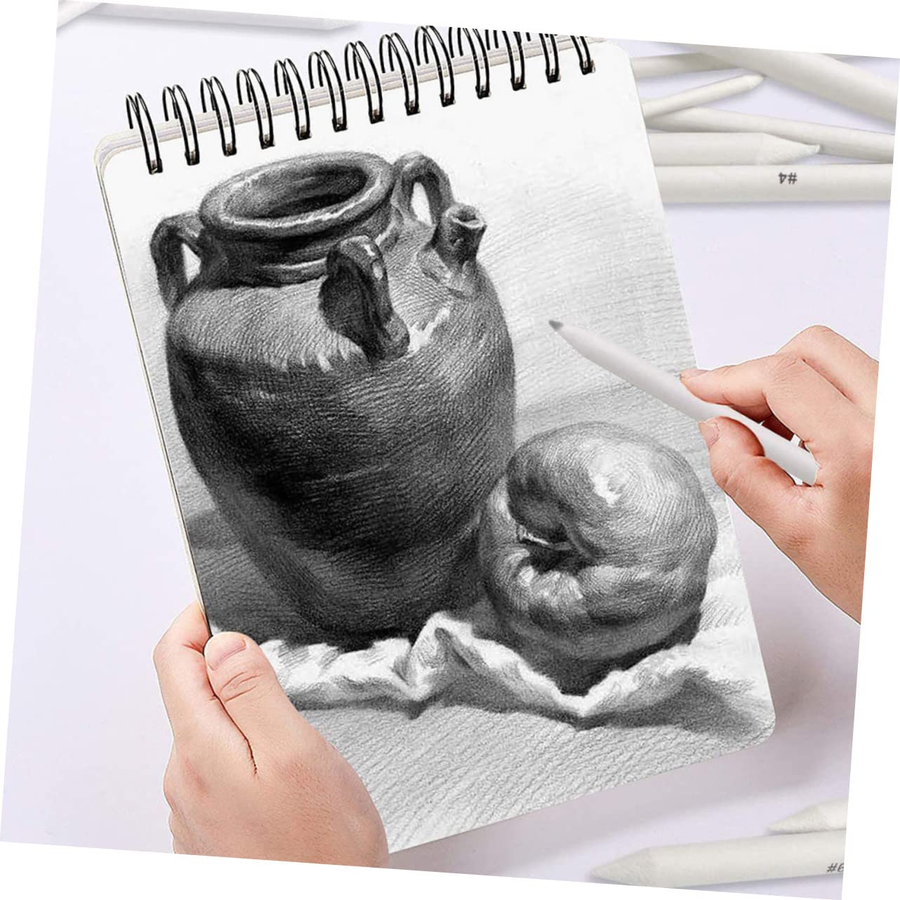 KONTONTY Diy Art 54pcs Painting Tools Set Sketch Wipe Scrapers Ink Blending Sandpaper Sharpener Smudge Sticks Drawing Accessories