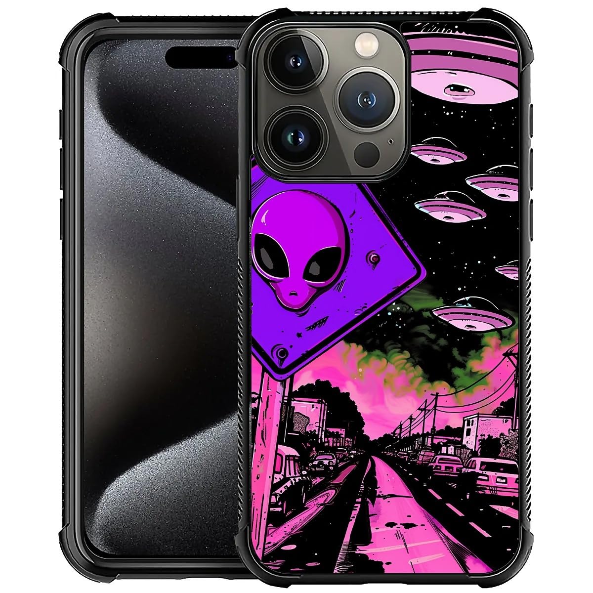 CARLOCA Compatible with iPhone 16 Pro Max Case, Trippy Alien Fashion Pattern Design for Girl Shockproof Anti-Scratch Hard PC Back Case for iPhone 16
