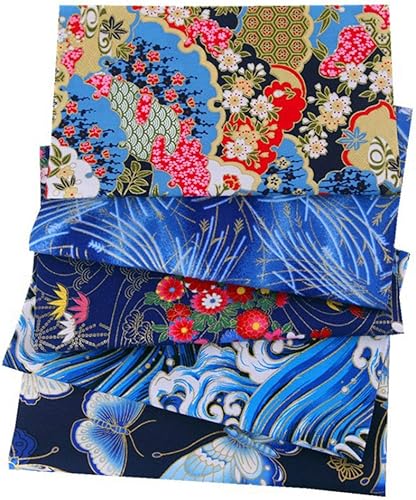 Paquete de 5 piezas de tela de algodón para manualidades, parches cuadrados, 20 x 20 pulgadas (19.7 x 19.7 in), coloridos manteles de algodón estilo