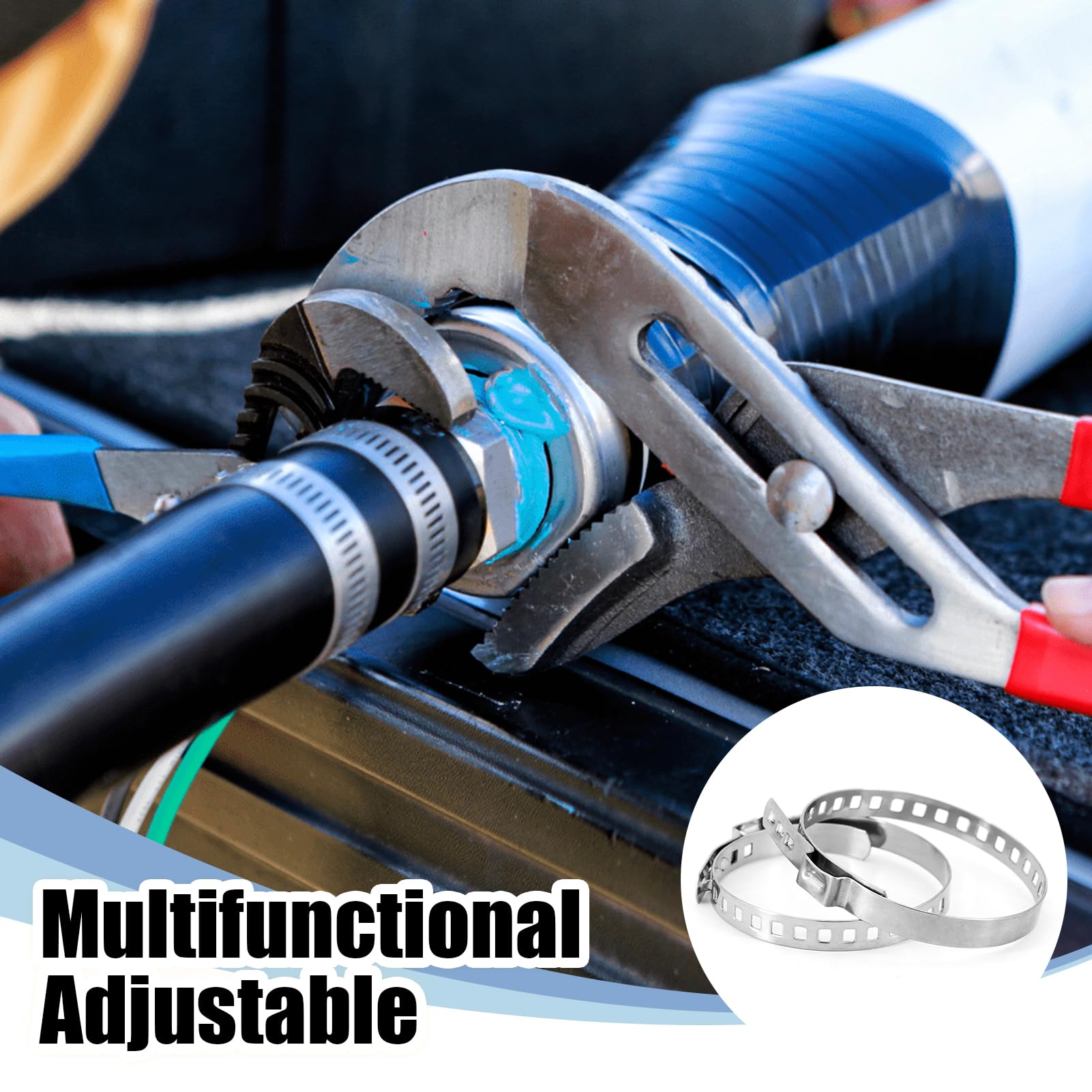 10er Pack 20-120 mm Schellen für Achsmanschetten, Achsmanschette Schellen Zange Edelstahl Universal Verstellbare Klemmschelle Ohrschelle CV Gelenkschelle Kit Schlauchschellen für Antriebswelle Auto