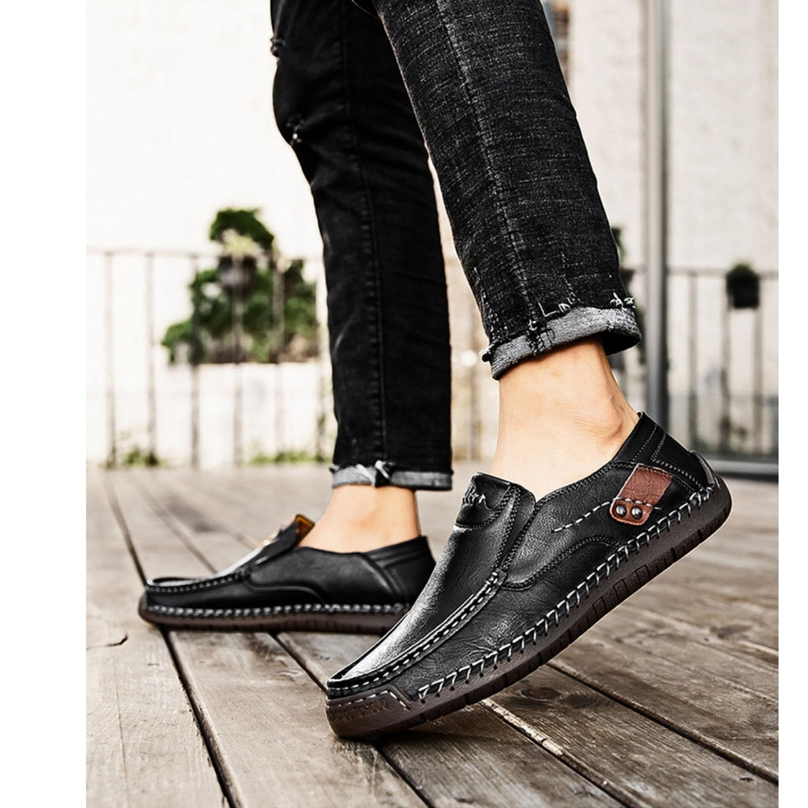 Handgefertigte Herren-Slipper aus echtem Leder, zum Autofahren, hohl, lässig, Schlupfschuhe, Mokassins, Schuhe