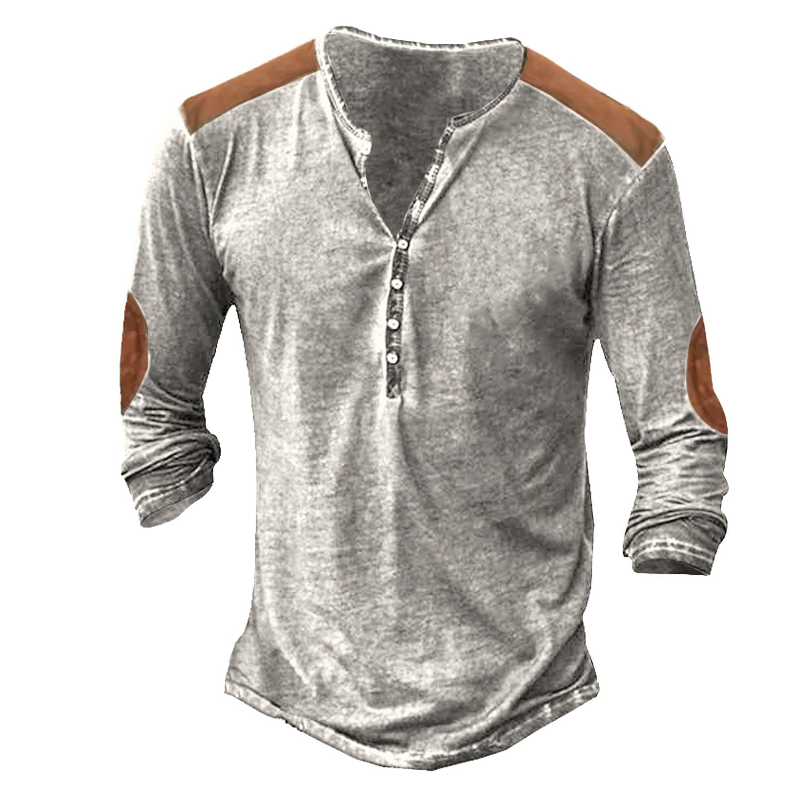 Henley Shirt Herren Langarm, Slim Fit T-Shirt Herren V Ausschnitt, Vintage T Shirts mit Knopfkragen Tshirt Sommer Mode Casual T-Shirts Leicht Luftig Tshirts Tee Langarmshirt Henleyshirt für Männer