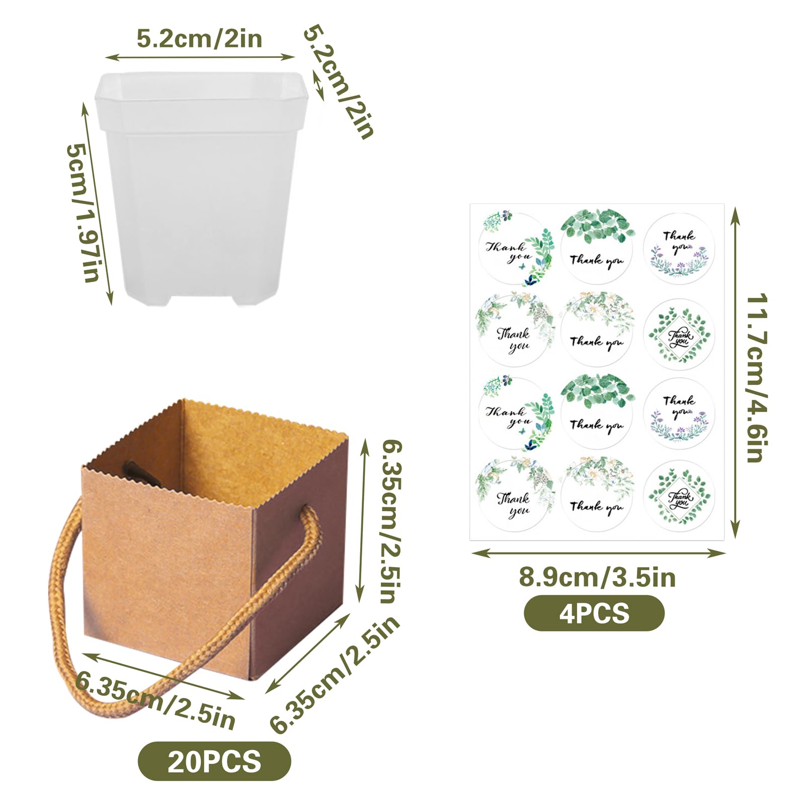 ALLWSLucky 50 PCS scatole per vasetti piante grasse da 5,1 cm mini, Mini vaso di carta per piante grasse, Mini Vasi Con Involucri Di Carta Kraft (Bianco, 50pcs