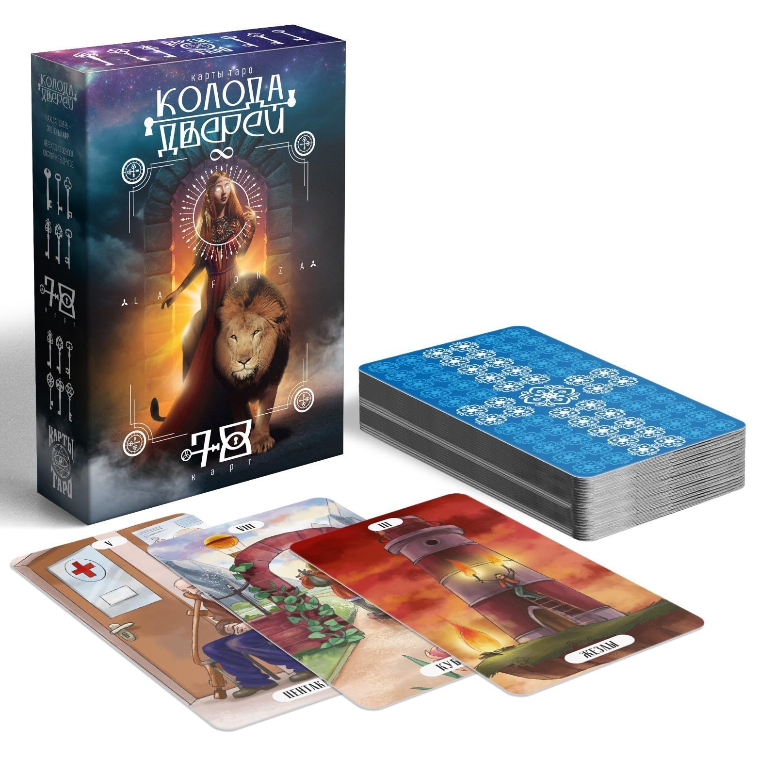 AEVVV Tarot Deck Doors and Keys 78 Cards Oracle Divination Set Guidance Introspection Fortune Discovery Self-Discovery Spiritual Insights Symbolic Doors Psychic Reading Mystical