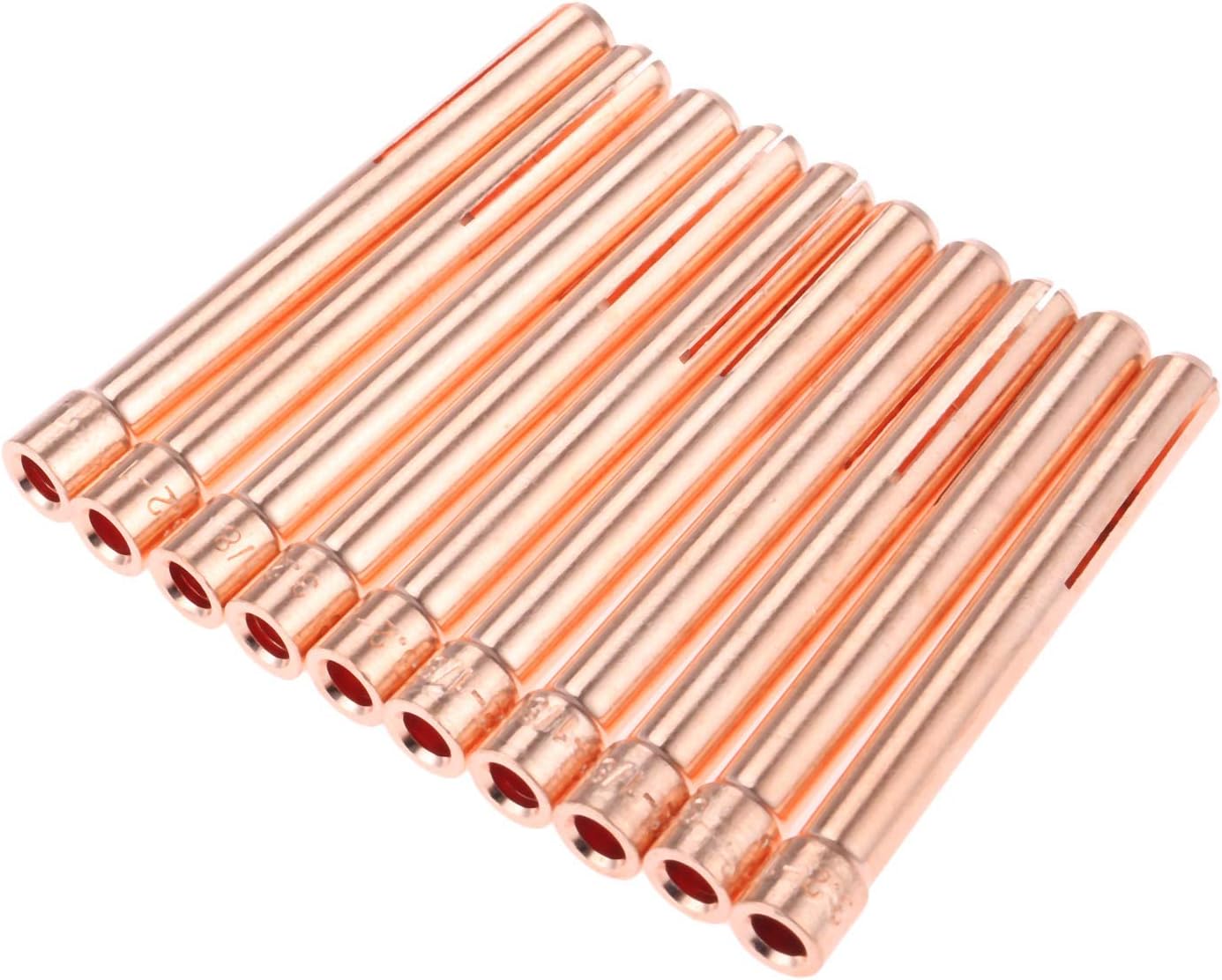 1/8" 10N25 TIG Collet Tips,10PCS 3.2mm Copper TIG Collet Consumables KIT for WP17 18 26 TIG Welding Torch Series
