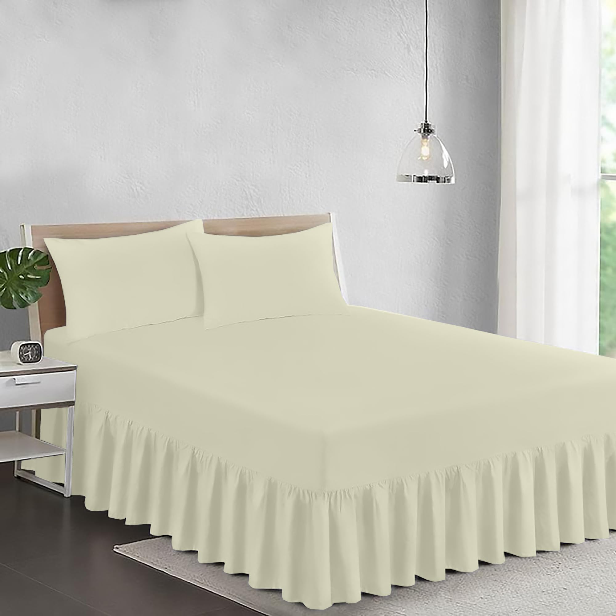 Ray Bedding Valance Super King Fitted Sheet 100% Egyptian Cotton 400 Thread Count Frill Bed Sheets Super King Super Soft Breathable & Luxury Deep Fitted Base Valance Sheets โ image 1