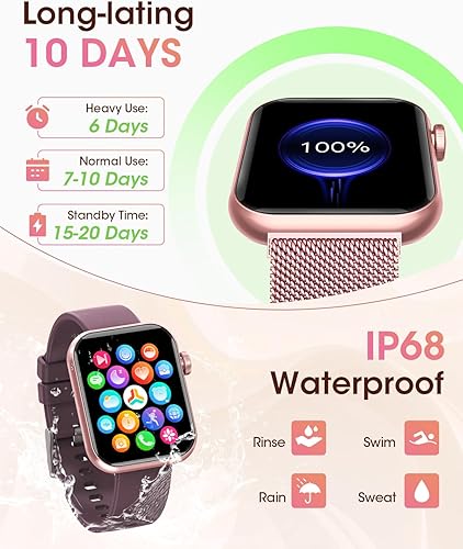 Miniatura 13 de Relojes inteligentes para mujer, reloj de salud para iPhone Android, monitor de sueño/frecuencia cardíaca/spO2/presión arterial, reloj inteligente