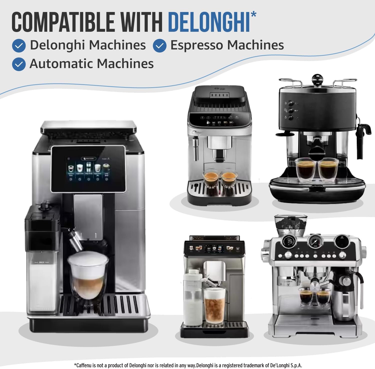 Delonghi Compatible Descaling Solution. 2 Bottles of Descaler Solution. Descaling Kit Removes Limescale For Hotter Coffee. 4 Uses Descaler For Delonghi Coffee Machines. image 7 of 7 B0CG9GJF7N