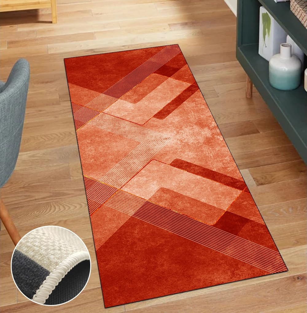 Tapis de couloir cuisine et entrée au style patchwork rouge