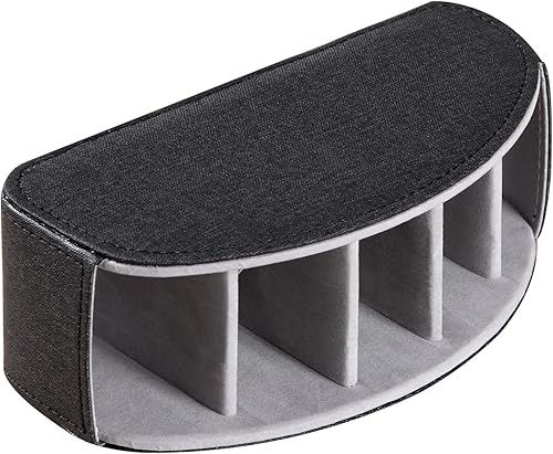 Miniatura 5 de Ayunga Soporte de control remoto de piel sintética, organizador remoto de TV con 5 compartimentos, mesita de noche y organizador de suministros de