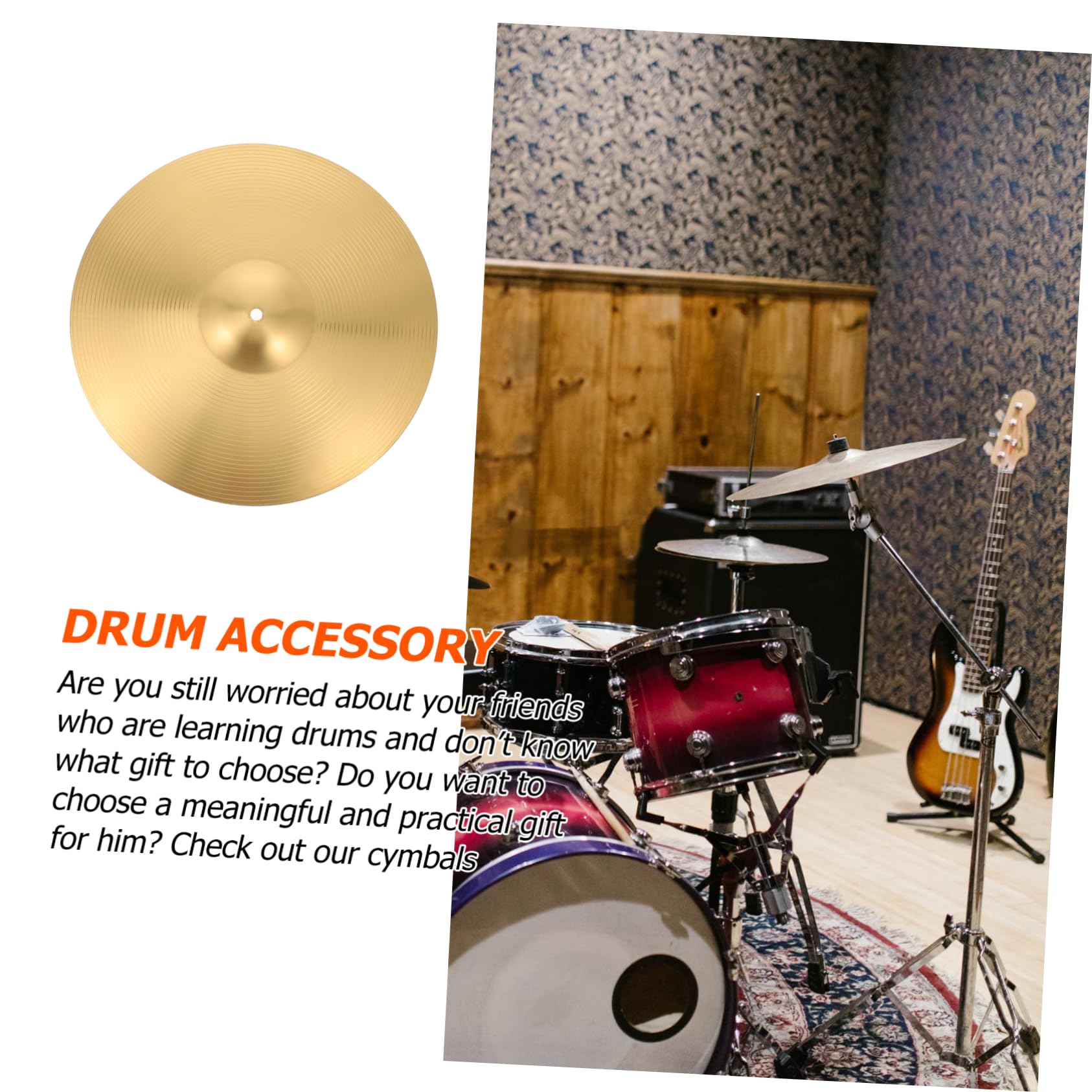 Toddmomy Brass Jazz Drum Cymbal Accessory for Drum Kit High Grade Material Sound Impact Resistant Addition for Percussionists