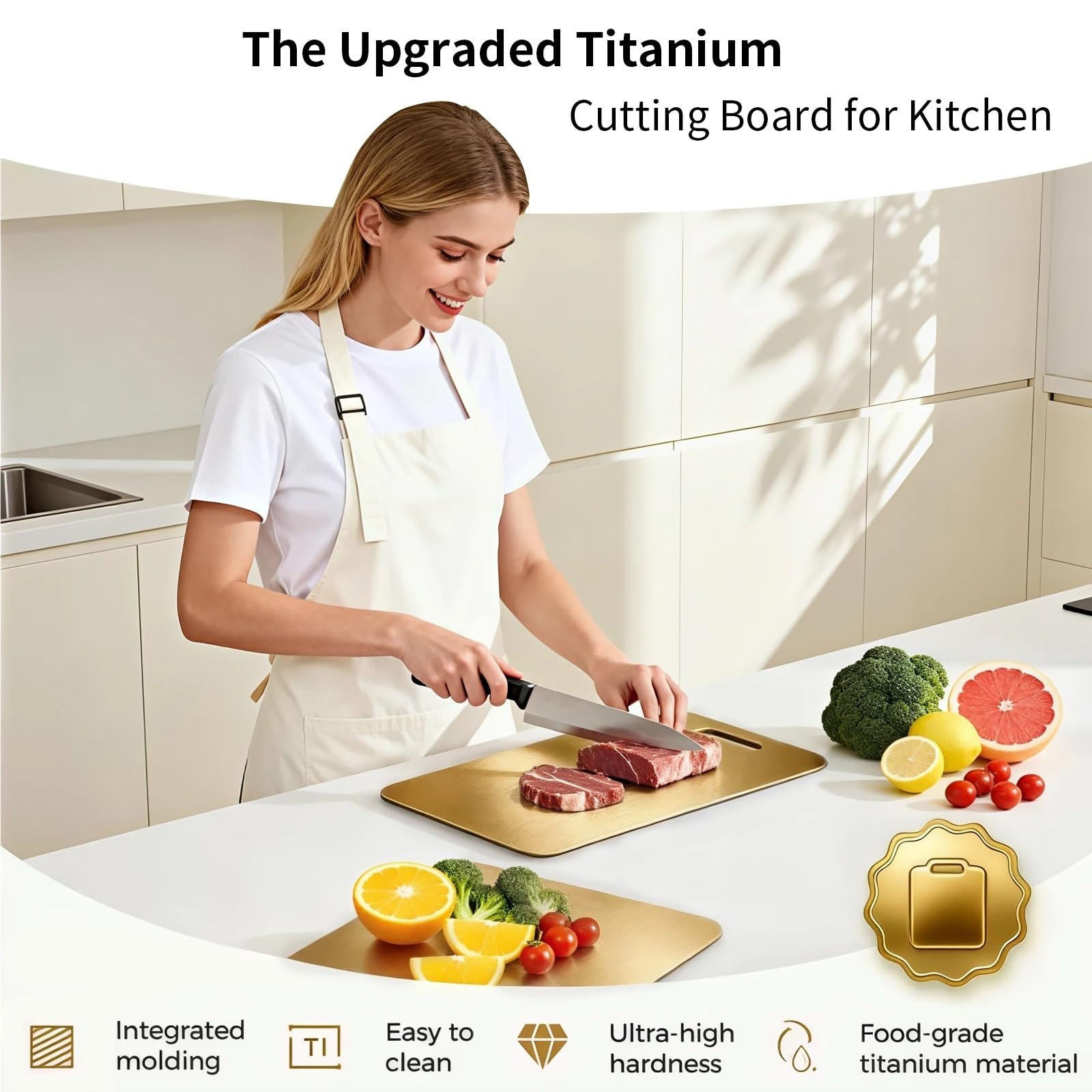 Tagliere Acciaio Inox Tagliere antiaderente Gold 304