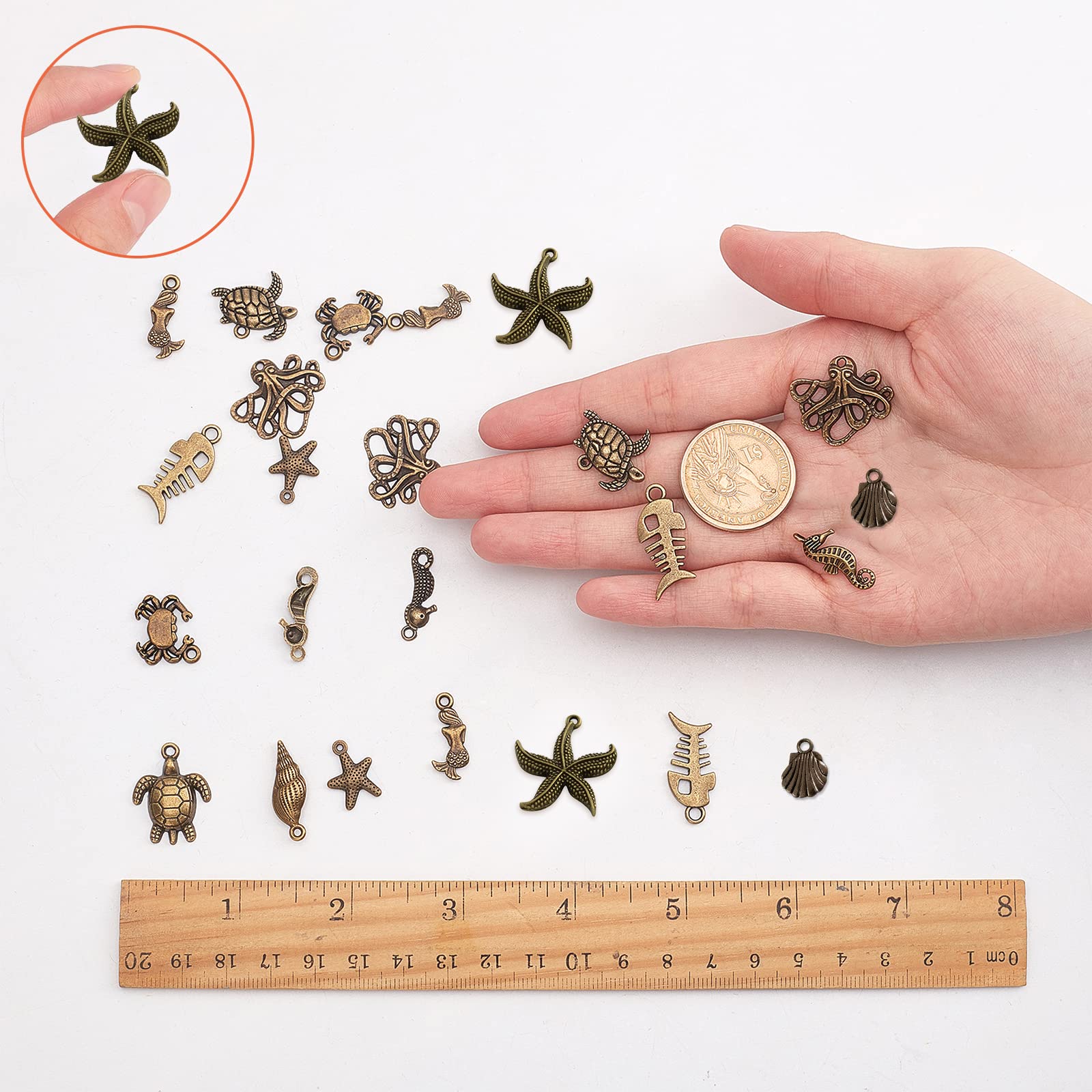 Amazon | SUNNYCLUE 夏の海 13種65個 チャーム 魚 シェル チャーム 