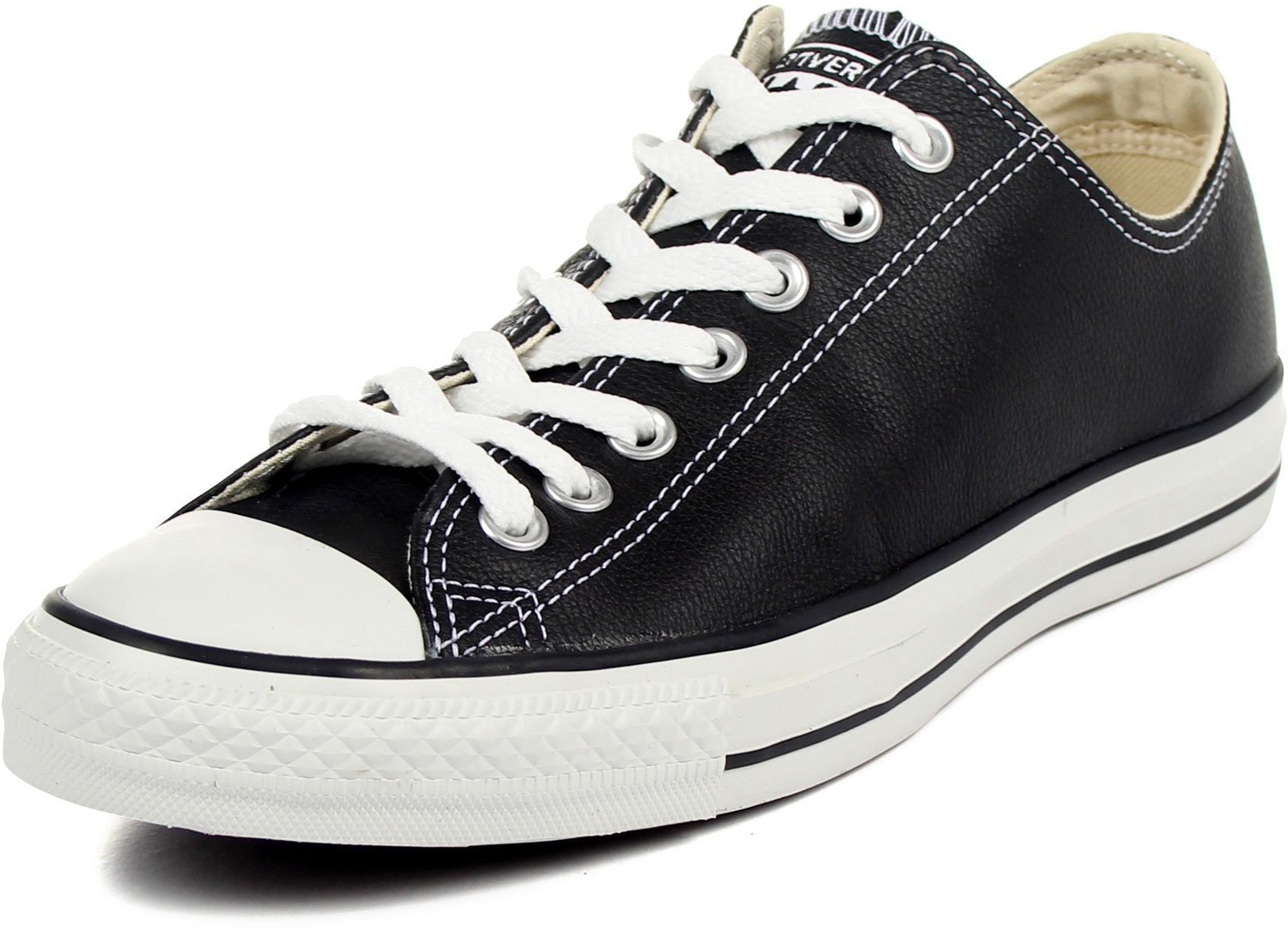 Converse Chuck Taylor All Star Ox, Black/White Leather, Men's 4, Women's 6 Medium