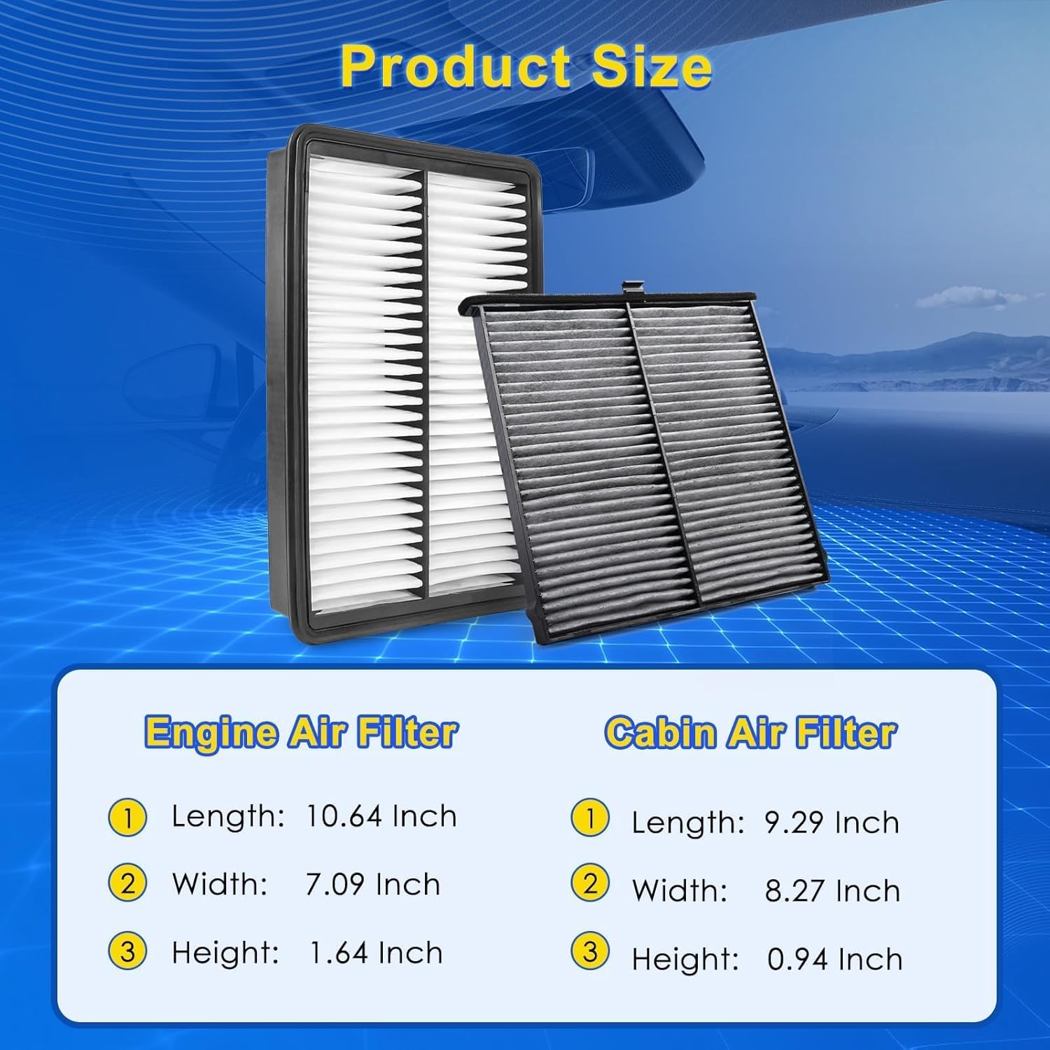 Cabin & Engine Air Filter Kit for 2013-2018 Mazda Cx-5 2.0L, 2014-2025 Mazda Cx-5 2.5L(Gas)(Naturally Aspirated)