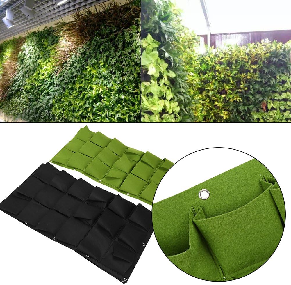 36 Pocket Vertical Hanging Plant Grow Bags, Outdoor Vertical Garden Planter for Apartments, Balconies, Patios, Rooftops, Schoolyards (Green)