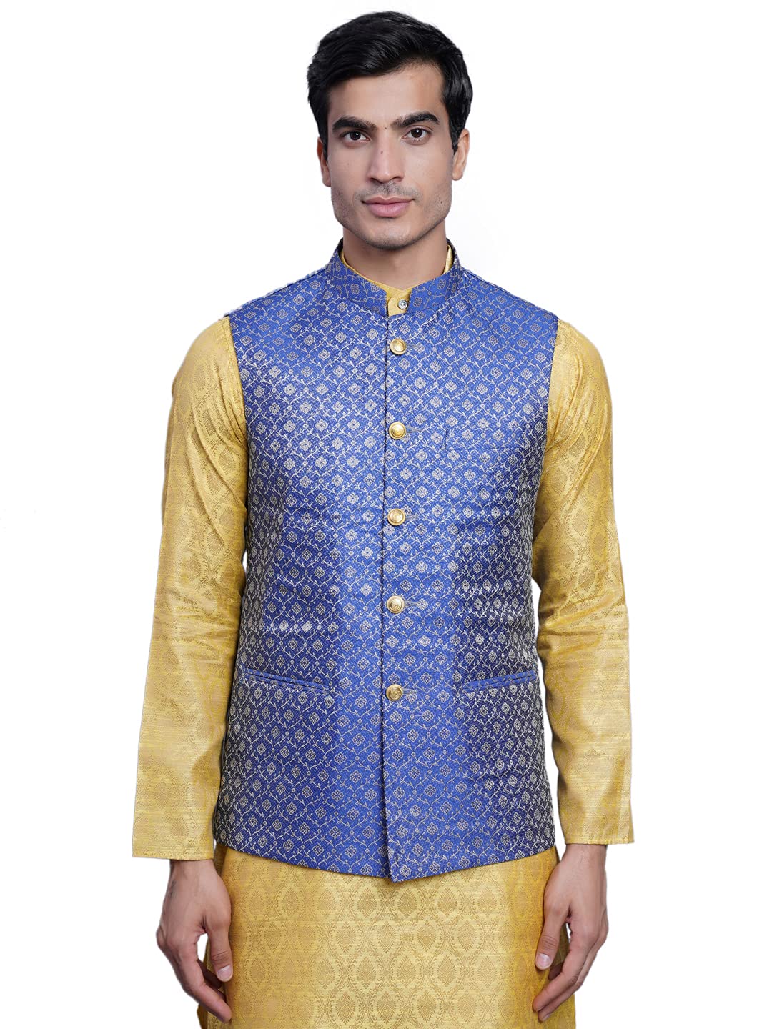 wintage Men's Banarasi Rayon Cotton Grey Modi Nehru Jacket-picture-42