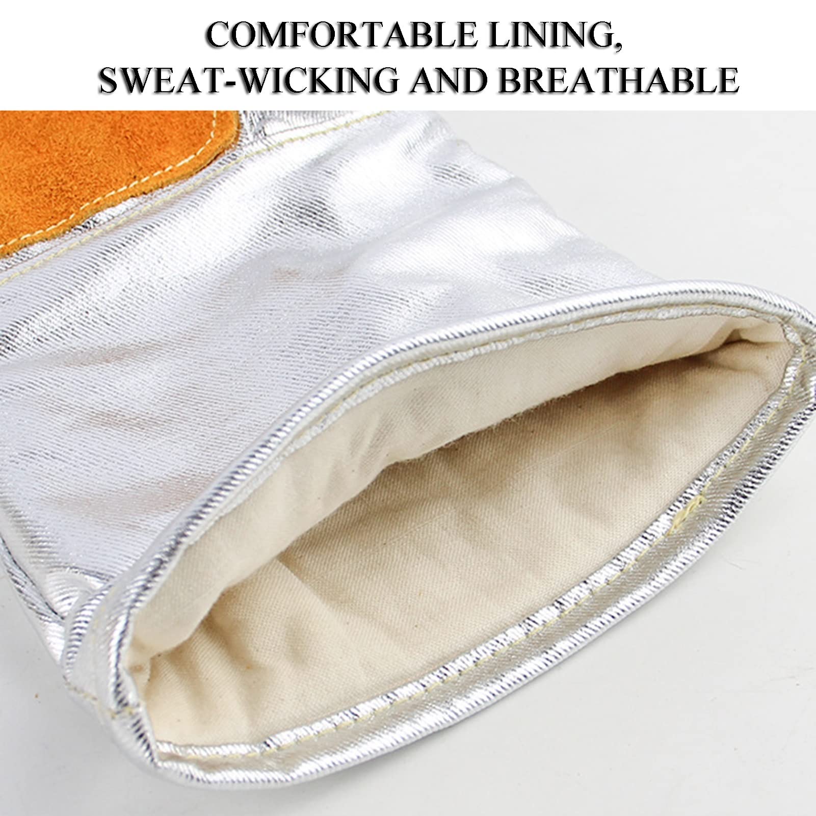 Q-FFL Alluminato Guanti Isolanti, Guanti da Barbecue, 300 ℃ Guanti Resistenti alle Alte Temperature per KA Metallurgia Forno di Saldatura