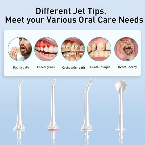 Miniatura 9 de COSLUS Flosser dental de agua para dientes 4 modos inalámbrico portátil 300ML tanque más grande limpiador de dientes de agua IPX7 impermeable