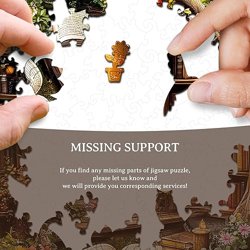 Miniatura 9 de KAAYEE Rompecabezas de madera para adultos, efecto visual 3D, biblioteca de casa del árbol, rompecabezas de madera de forma única, rompecabezas de