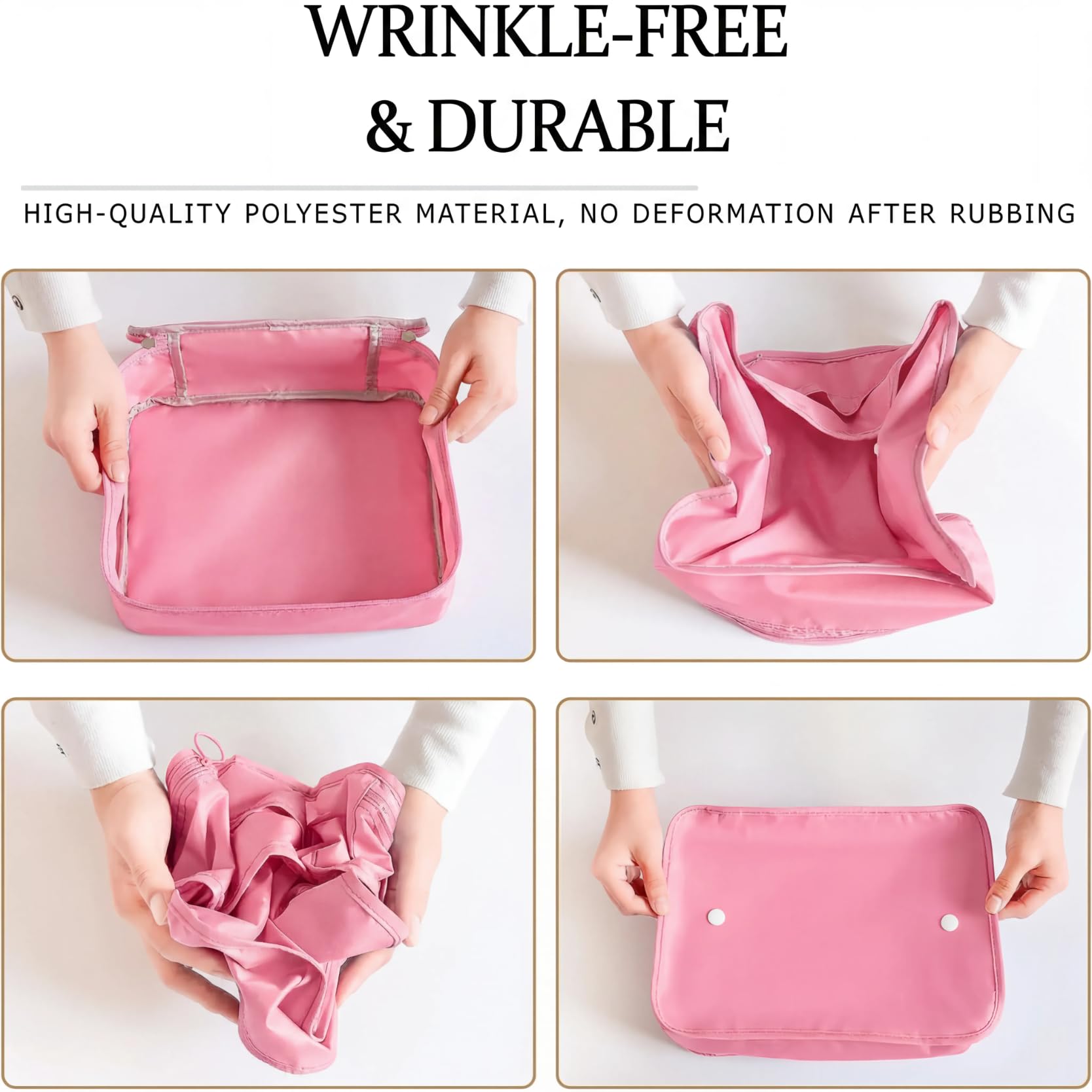 LANSKLBD 6/8 Set Packing Cubes for Suitcases Travel Luggage Packing Organizers,Travel Accessories Essentials Luggage Organizer with Shoe/Tioletry/Laundry Bag (Pink, 6 set) view 3