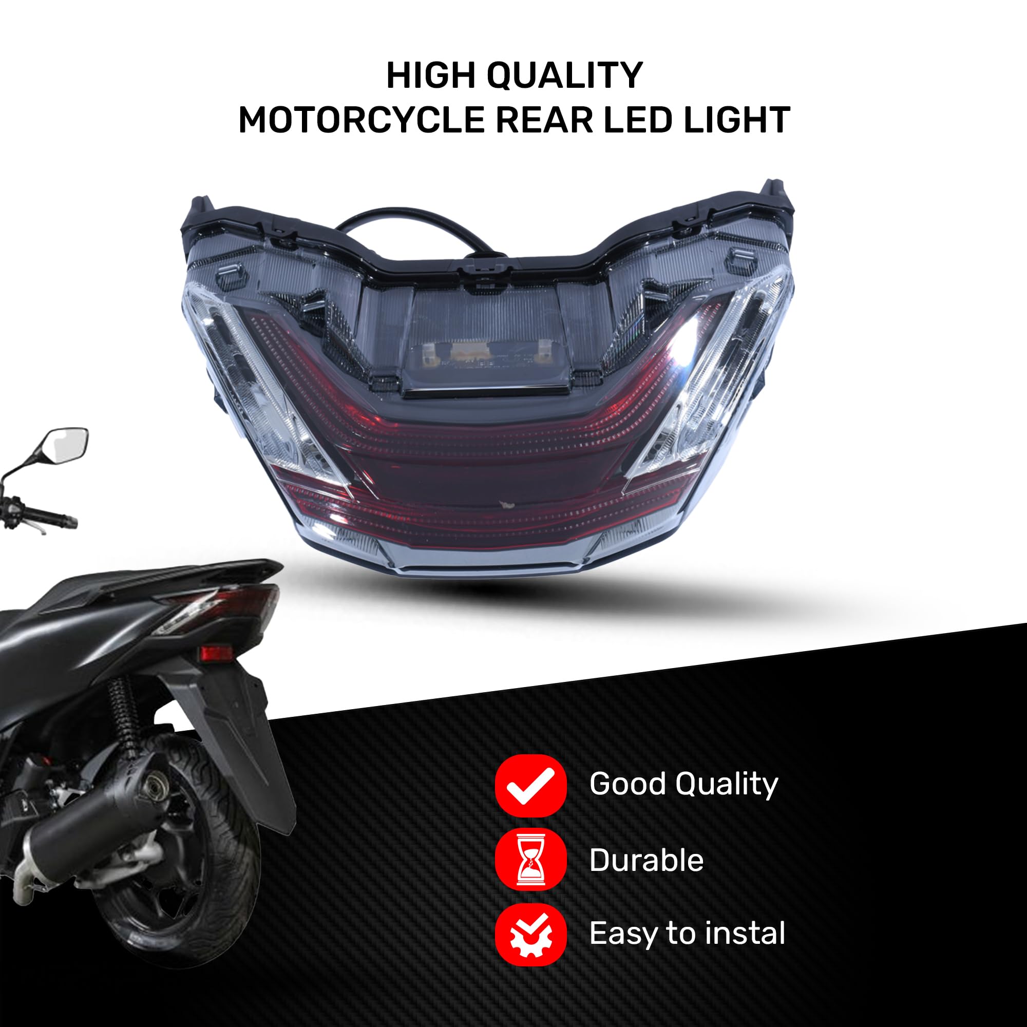 avdb-moto Światło tylne/stop LED kompatybilne z HONDA PCX 125/150 2015-2017, PCX 125/150 2015-2017 + Wbudowane kierunkowskazy (Czarny przydymiony)