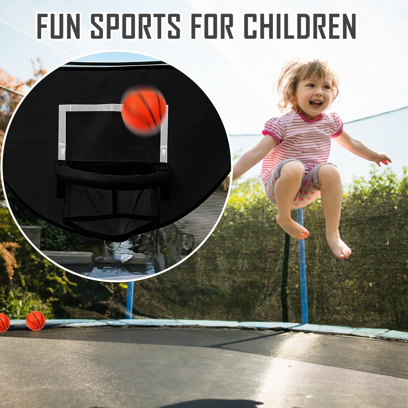 MeYuxg Trampolin Basketballkorb Set,Mini Basketballkorb Abreißrand zum Eintauchen Wasserdicht Basketballkorb Trampolin Outdoor mit 3 Mini Basketbällen,Trampolin Zubehör für Kinder Erwachsene