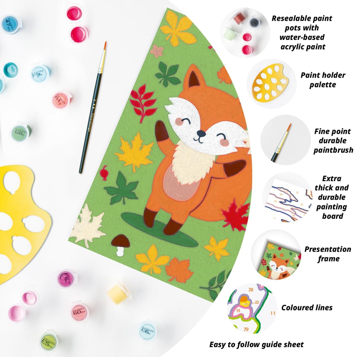 Ravensburger CreArt Fantastic Fox Paint by Numbers Kit for Kids - 25971 - Painting Arts and Crafts for Ages 7 and Up