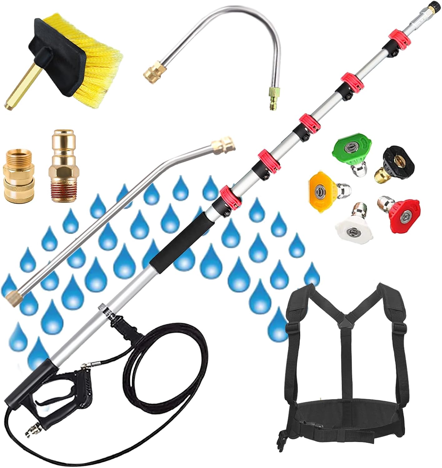 Pressure Washer Extension Wand with Brush, Telescoping