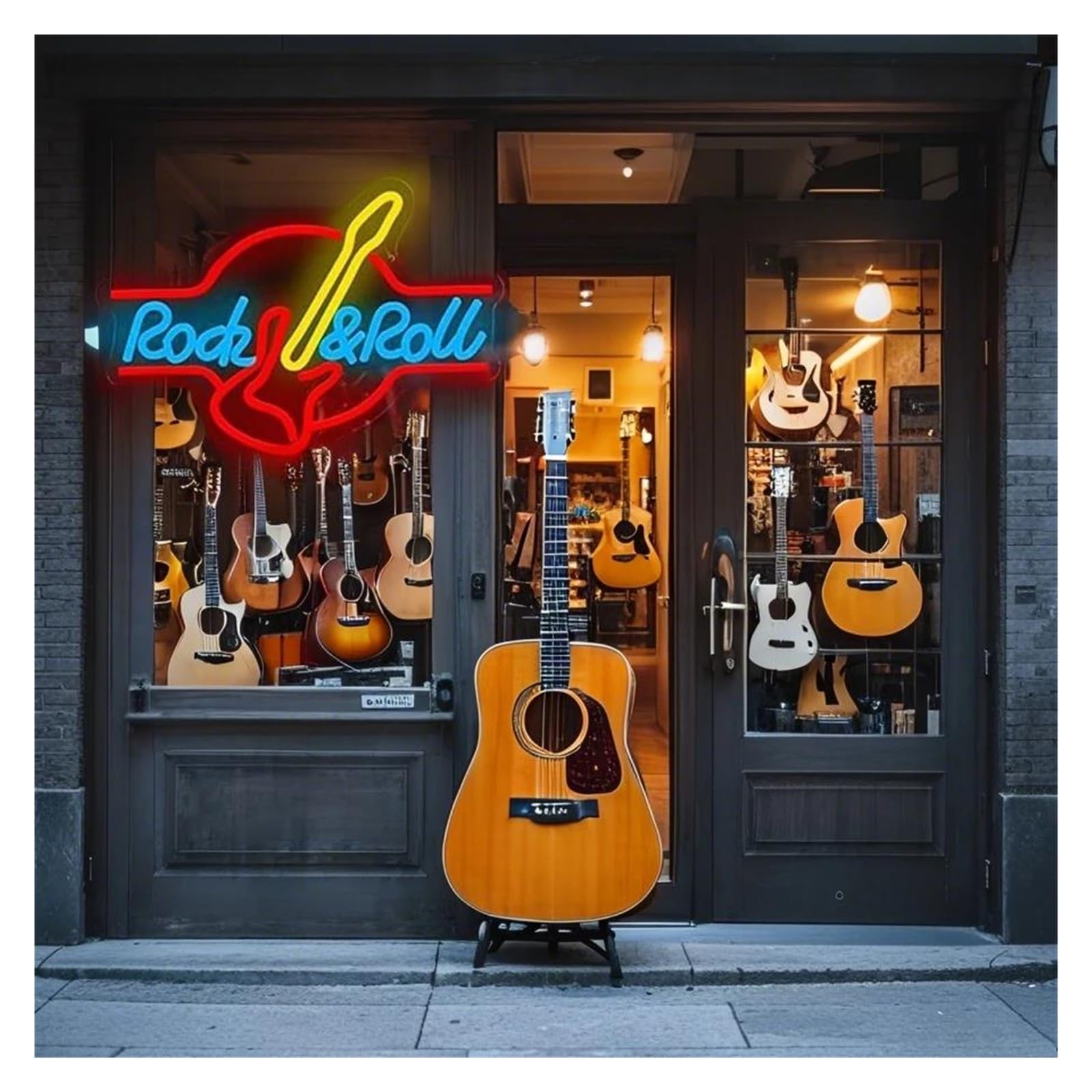 Luci al Neon Da Parete Insegna Al Neon Rock & Roll Con Luce Per Chitarra Dimmerabile Per Studi Musicali, Spettacoli Dal Vivo, Negozi Di Registrazione, 38cmx26.5cm
