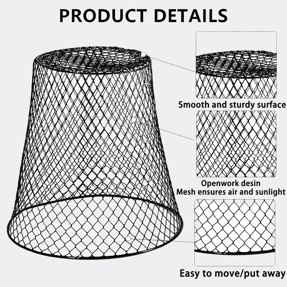 24Pcs Chicken Wire Plant Cover,9x9 inch Garden Cloches Black Metal Chicken Wire Cloches Plant Protector Cover for Keeping Bunnies Rabbits Chickens Birds Squirrels Small Animals Out