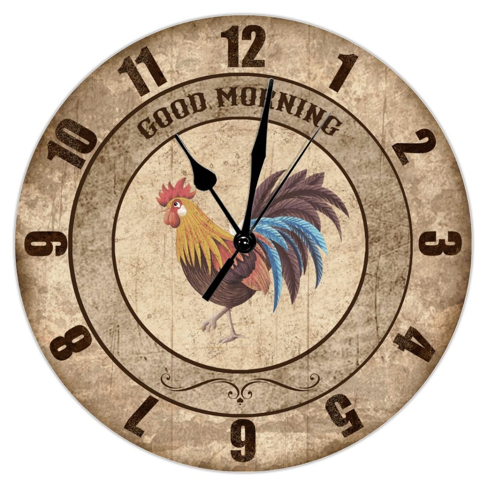 Horloge murale quartz silencieuse en bois 38 cm pour cuisine