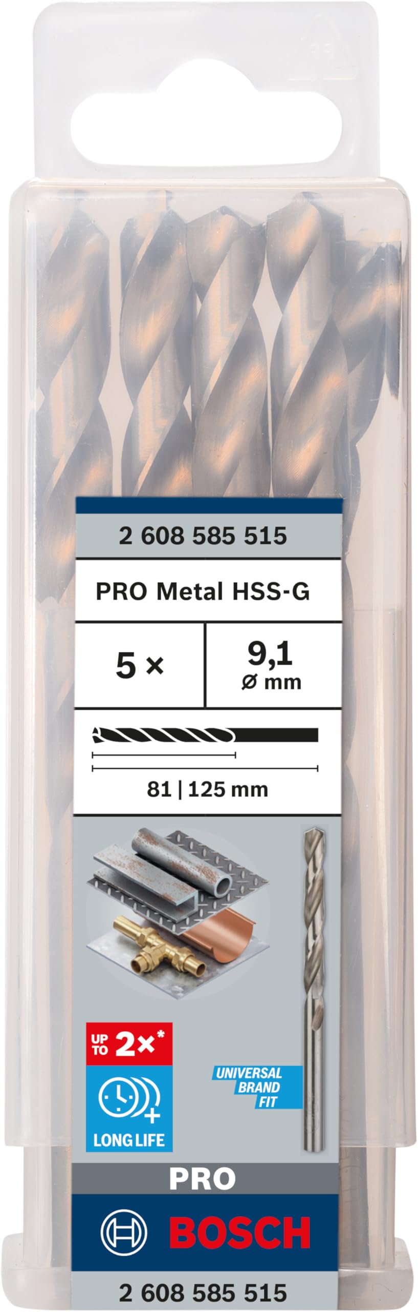 Bosch Blauw Accessoires 2608597595 10x Metaalboor dubbelboor HSS-G 5,1 Bosch Blauw Accessoires 2608597595 10x Metaalboor dubbelboor HSS-G 5,1