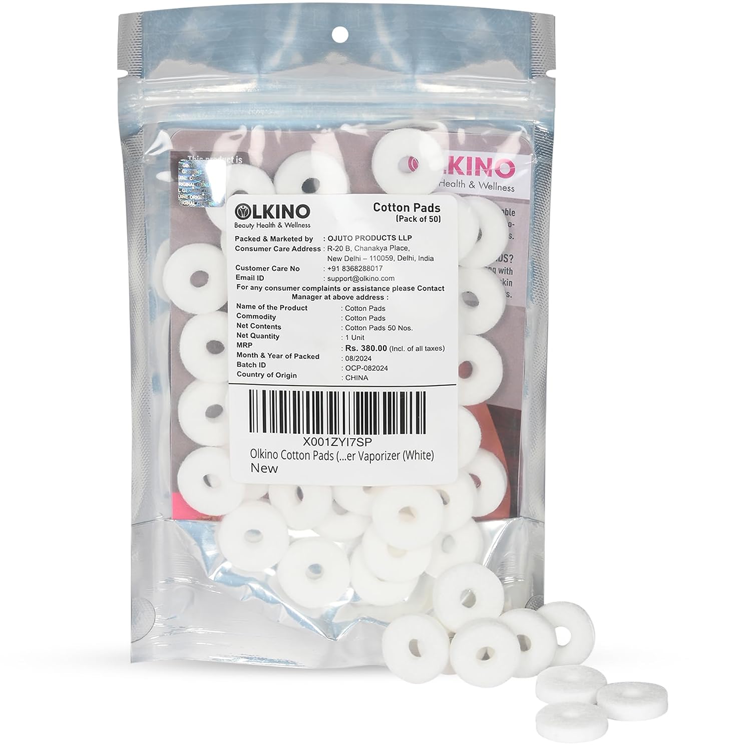 Olkino Cotton Pads (Pack of 50) for Nano-Cure OBS-100 Facial Steamer Vaporizer (White)