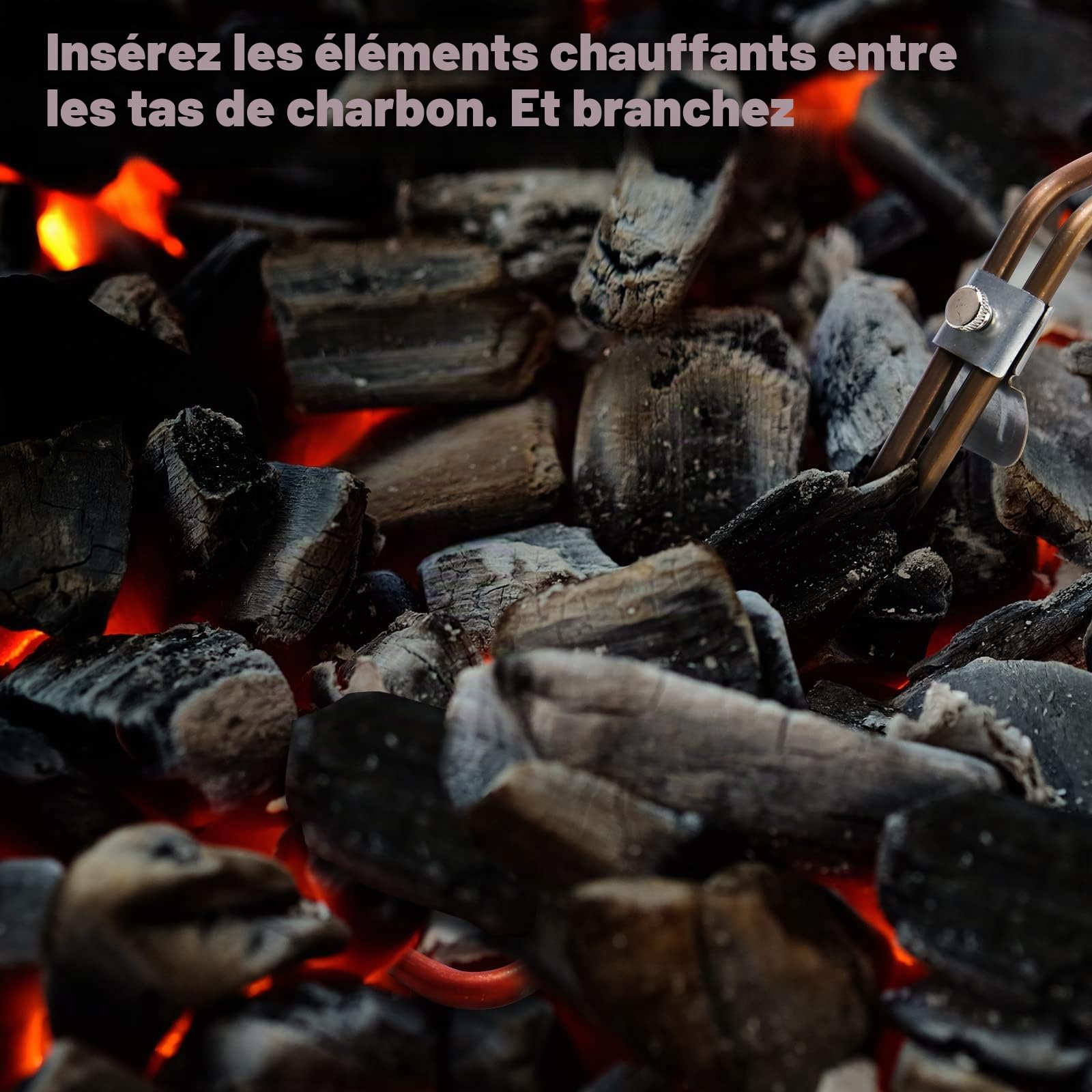 Kitosun Allume électrique pour Charbon et Briquettes - Allumage Simple et Rapide des Barbecue Briquettes - Pas d'étincelles ni de Flammes - Éléments de Bobine en Acier Inoxydable 304 (700 W)