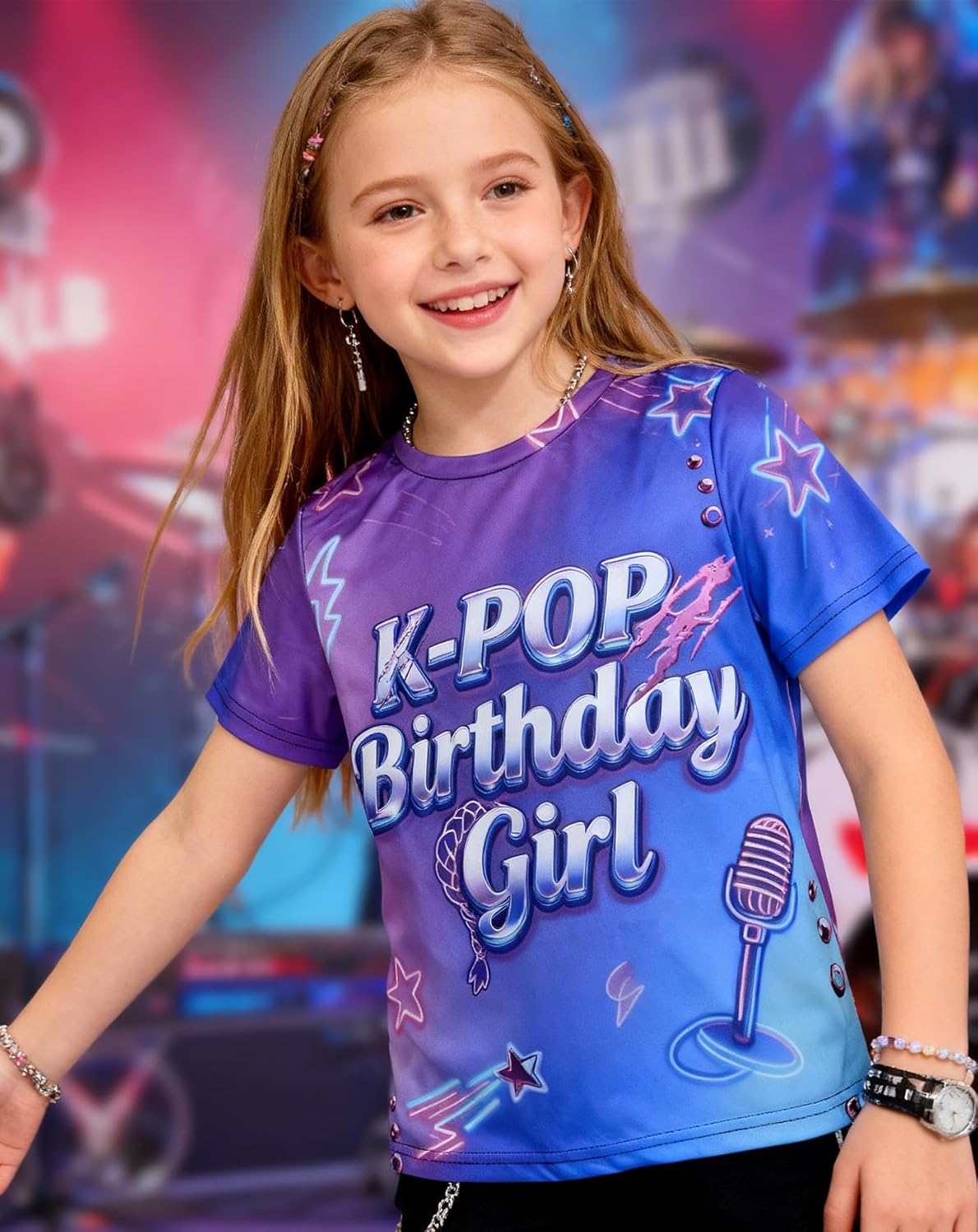 Birthday Girl Graphic T-Shirts Cute Kpop Style,Fantasy Birthday Party Outfit for Girls,Short Sleeve Top K-pop Fan Gift Idea - Image 4