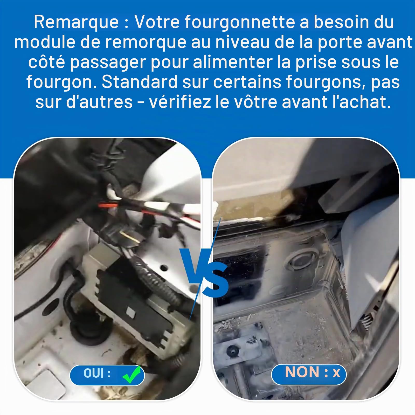 Faisceau de câblage d'attelage à 7 broches pour Ford Transit Mk8 Tourneo Custom 2012-2023 - Kit de connecteur Plug and Play pour feux de remorque