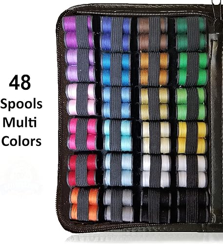 Miniatura 26 de ARTIKA Kit de costura para adultos y niños (94 piezas) – Pequeño juego para principiantes con hilo multicolor, agujas, tijeras, dedal y clips – Kits