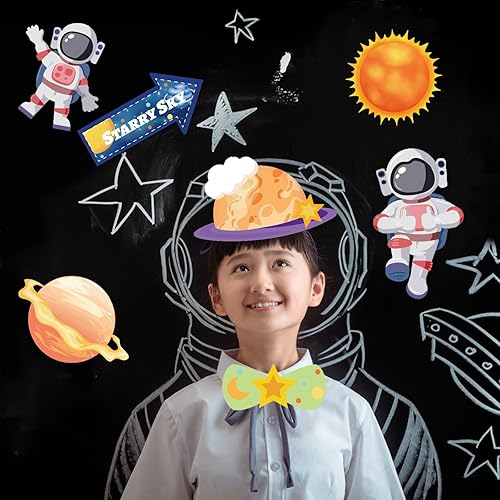 Miniatura 5 de 25 piezas de suministros para fiestas espaciales, accesorios para cabina de fotos de astronautas y planetas con palo, divertidos accesorios para